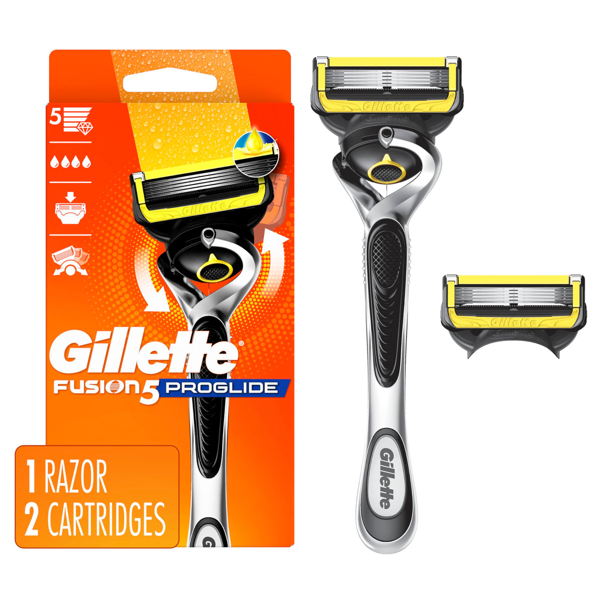Gillette 1 Razor, 2 Refills / ProGlide Shield 1 Handle + 2 Refills / 1 Count (Pack of 1) Cartridge Razors