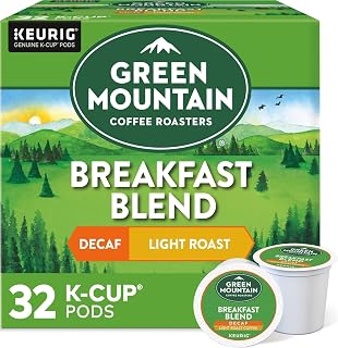 Green Mountain Coffee Roasters Breakfast Blend Decaf Coffee, Keurig Single-Serve K-Cup Pods, Light Roast, 32 Count