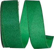 Reliant Ribbon Glimmer Sparkle Metallic Wired Edge, Emerald, 2-1/2 Inch, 50 Yards