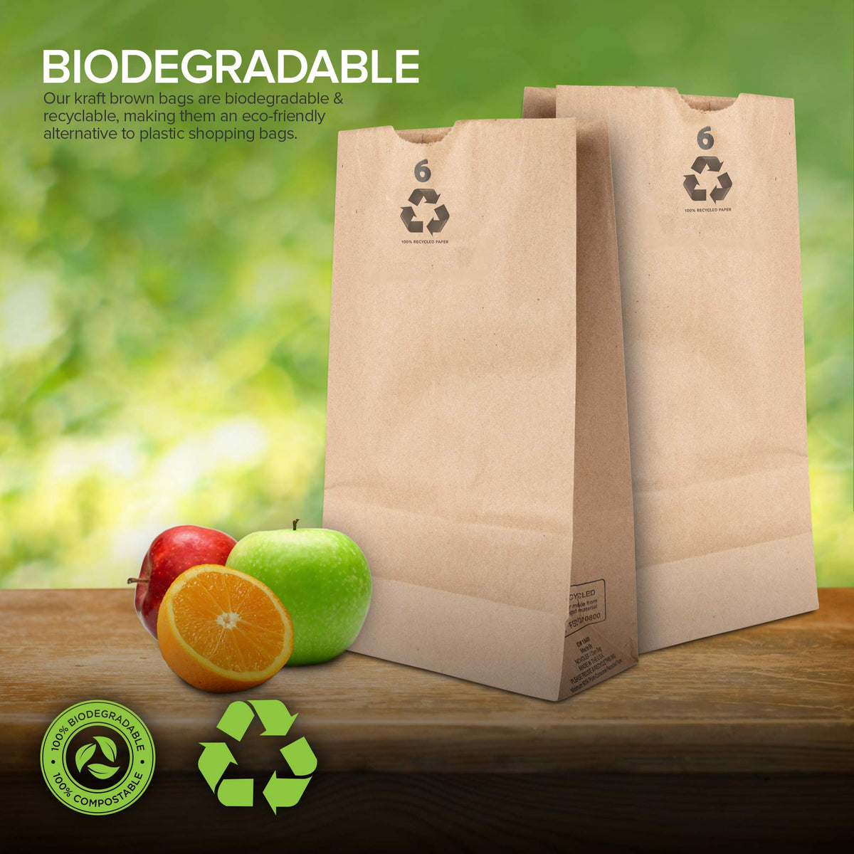 6 Lb Kraft Brown Paper Lunch Bags (500 Count) - Bulk Disposable Lunch Sacks by Stock Your Home – 6"W x 3 5/8"G 11 1/16"H, 6.0 pounds, Paper, Brown, Pack of 500