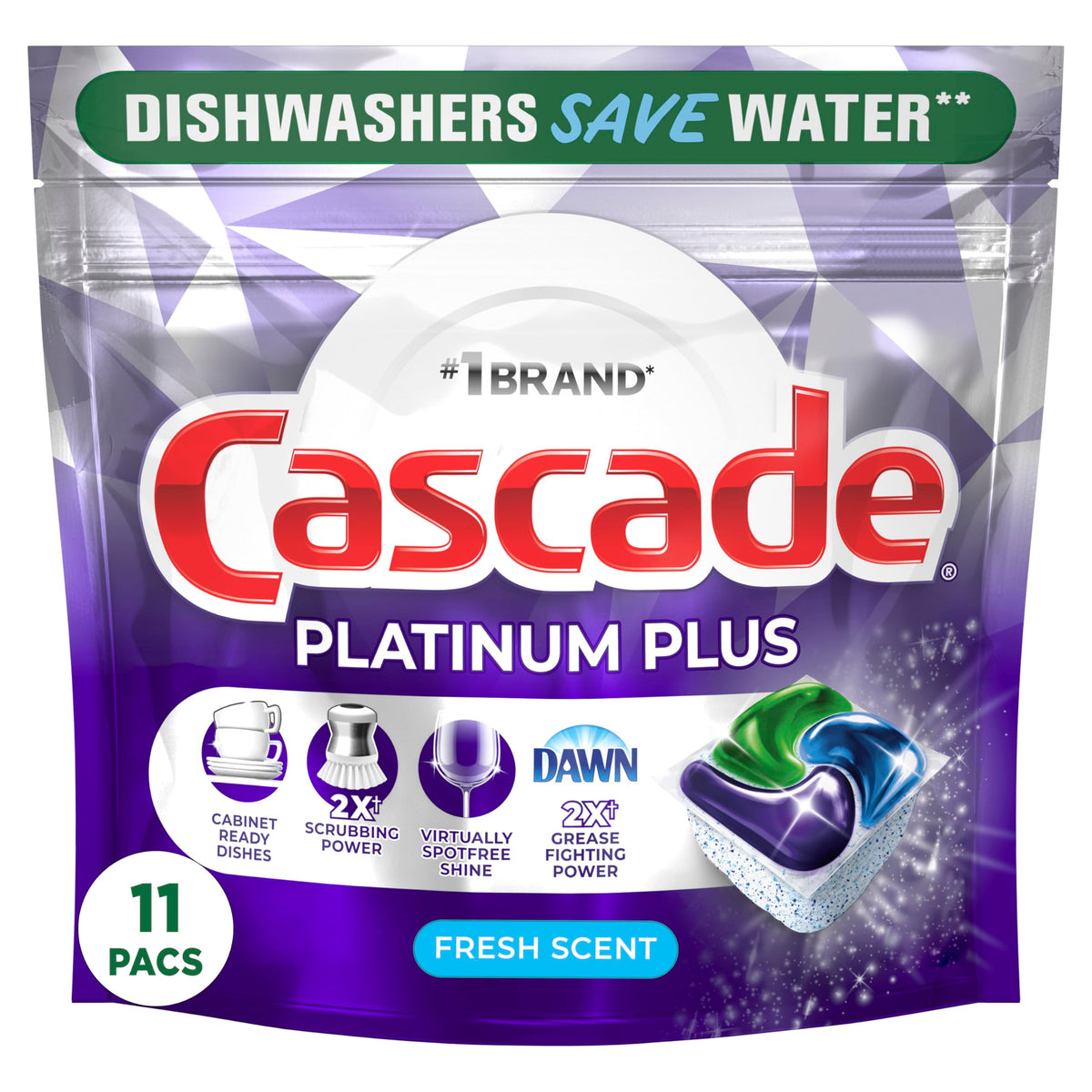 Platinum ActionPacs Dishwasher Detergent Pods by Cascade – 11 Count (Pack of 1), No Color, Model 80375063
