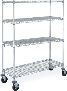 METRO A566BC Super Adjustable Super Erecta 4-Tier Stem Caster Cart, Chrome, 24" x 60" x 67.875"