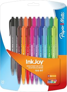Paper Mate Inkjoy 100RT Retractable Ballpoint Pen, Medium, Fashion Colors, Set of 20 (1879331)
