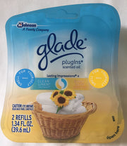 4 PLUGINS SCENTED OIL REFILLS 2 CLEAN LINEN / 2 SUNNY DAYS SEALED PACKS by Glade – Blue, Pack of 4, Model 70500