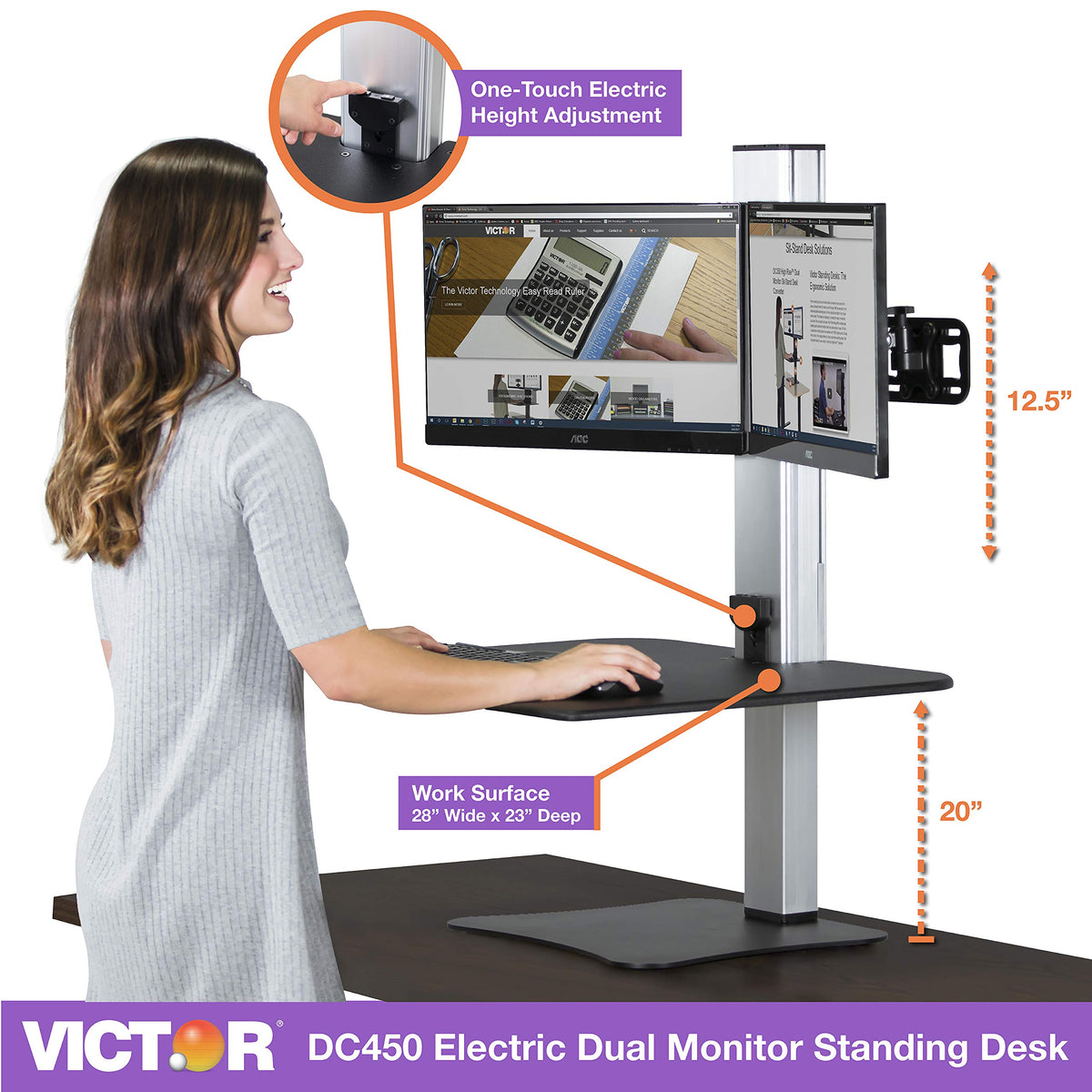 Victor Dual Monitor / Black / Modern Monitor Stands