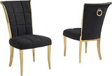 Modern Square Tufted Dining Chairs Set of 2 with Gold or Silver Chrome Legs, Velvet or Boucle Upholstered High Back Side Chairs with Ring Pull, Luxury Accent Chairs for Kitchen