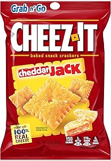 Cheez-It Baked Snack Cheese Crackers, Cheddar Jack, Single Serve, Grab 'N' Go, 3 oz Bag(Pack of 36)
