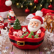 Vesici Santa Claus Candy Bowl, Ceramic Snack Dish, Red