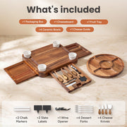 Smirly Charcuterie Board Set, Acacia Wood, 15.7 x 13.3 Inches