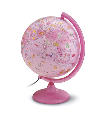 25cm Zoo Illuminated Children's Globe (Pink) by Tecnodidattica – Plastic, Pink, Model 8000623001424