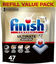 Finish Ultimate Quantum Dishwasher Pods, New & Improved Formula, Dishwasher Detergent Dish Soap, Removes Burnt-On & Dried-On Stain, Degreasing & Scrubbing Power, Fresh Scent, 47 Count