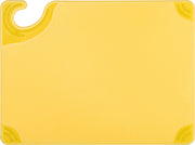 Saf-T-Grip Plastic Cutting Board with Safety Hook by San Jamar – 12"L x 9"W, Co-Polymer, Yellow, Model CBG912YL
