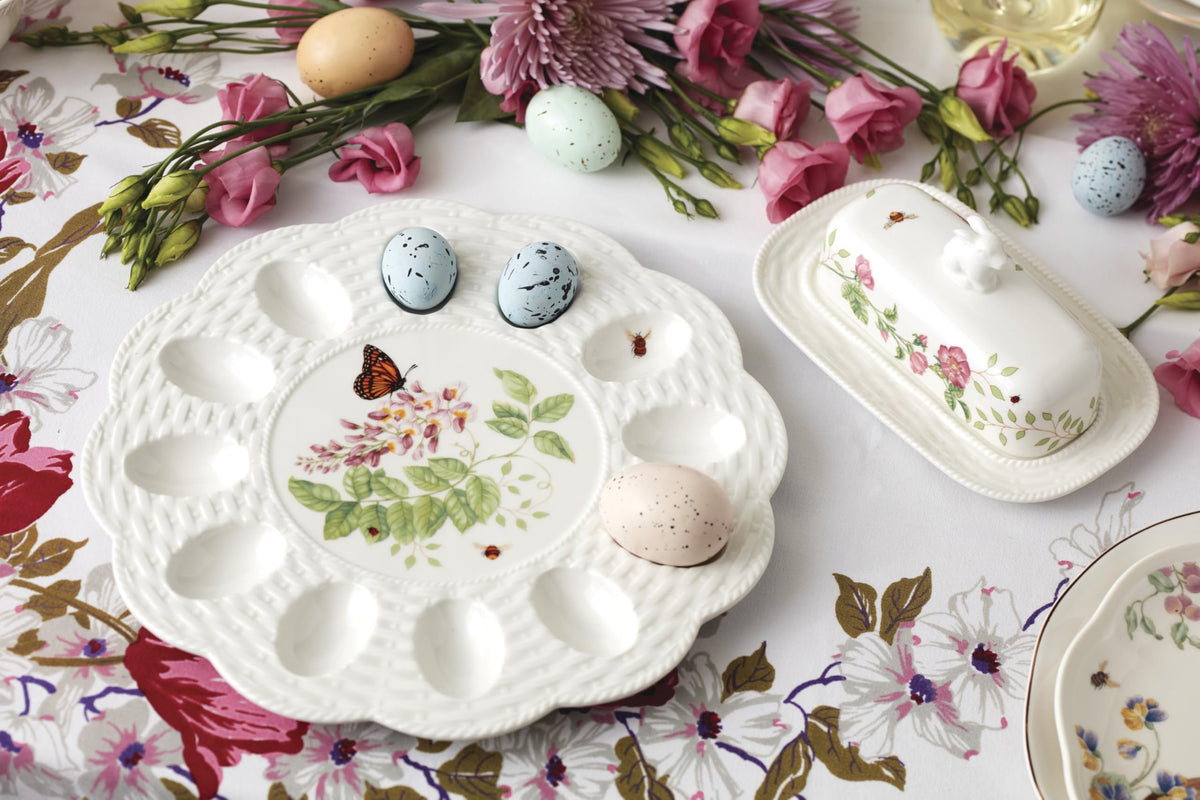 Butterfly Meadow Egg Tray by Lenox – 11.8" x 11.8" x 0.8", Porcelain, Multicolor, Model 893457