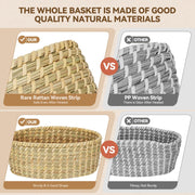 Willow Weave Woven Serving Basket with Warming Stone, Natural, 12 x 8.25 x 4.7 Inches