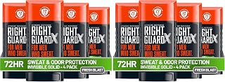 Right Guard Xtreme Defense Invisible Solid Antiperspirant Deodorant, Fresh Blast Scent - 5-in-1 Deodorant Men Can Trust, 72-Hour Odor Control, 2.6 oz, (Pack of 8)