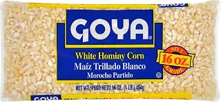 Goya White Hominy Corn, High in Fiber, Soups, Pantry Staple, 16 Oz