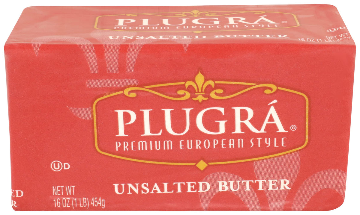 Butter European Style Unsalted, 16 Ounce by Plugra – 1 Pound (Pack of 1)