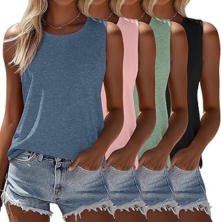 4 Pack Women's Sleeveless Loose Fit Tops