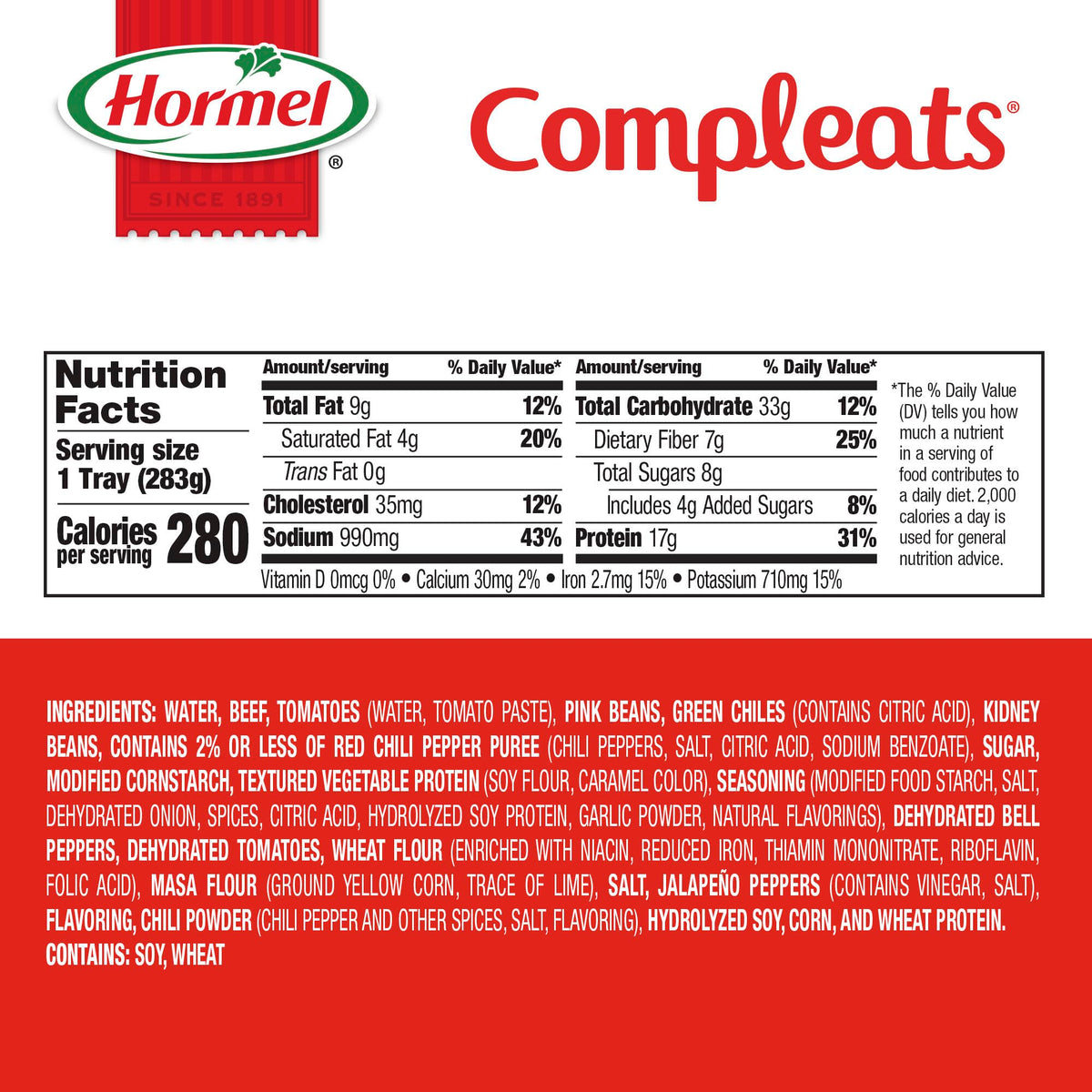 HORMEL COMPLEATS Chili with Bean / 10 Ounce (Pack of 6) / Chili with Beans Chili