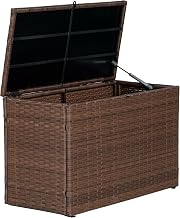 happimess Nino 31.5" Outdoor Faux Wicker Deck and Patio Storage Box, Brown