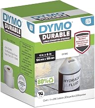 DYMO LW Durable Industrial Labels for LabelWriter 4XL Label Printers, White Poly, 4-1/16” x 6-1/4”, Roll of 200 (1933086)