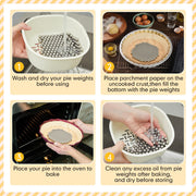Patelai Pie Weights and Liners Set, 2 lb Stainless Steel Beads with 50 Parchment Papers, Silver