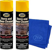 Zep Stove & Oven Cleaner 19 oz (2 Pack) + Blue Microfiber Rag