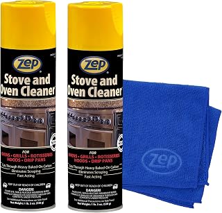 Zep Stove & Oven Cleaner 19 oz (2 Pack) + Blue Microfiber Rag