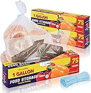 1 Gallon Food Storage Bags with Twist Ties (225 Count) Bulk Freezer Storage Bags Gallon Size for Bread by Stock Your Home – 1 Gallon, 1.0 gallons, Plastic, Clear, Pack of 225