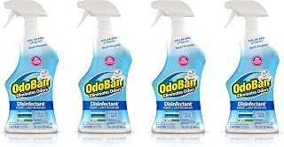 OdoBan Ready-to-Use Disinfectant and Odor Eliminator, Set of 4 Spray Bottles, 32 Ounces Each, Fresh Linen Scent