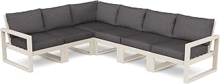 Polywood Edge 6-Piece Modular Deep Seating Set in Sand/Ash Charcoal