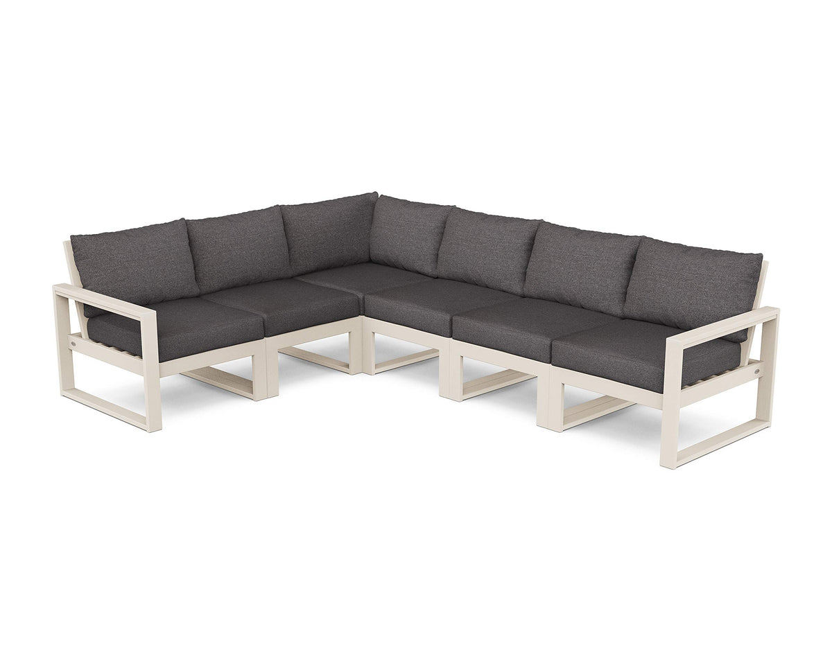 ® Edge 6-Piece Modular Deep Seating Set in Sand/Ash Charcoal by Polywood – Onesize, High Density Polyethylene, Sand / Ash Charcoal, Model PWS523-2-SA145986