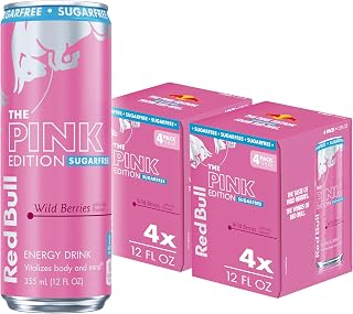 Red Bull Pink Edition Sugar Free Energy Drink, Wild Berries, 12 fl. oz., Pack of 8 cans, with 80mg Caffeine, Taurine & B Vitamins
