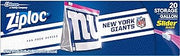 Slider Storage Gallon Bag by Ziploc – 20 Count (Pack of 1), 1.0 gallons, Plastic, New York Giants, Model 305564
