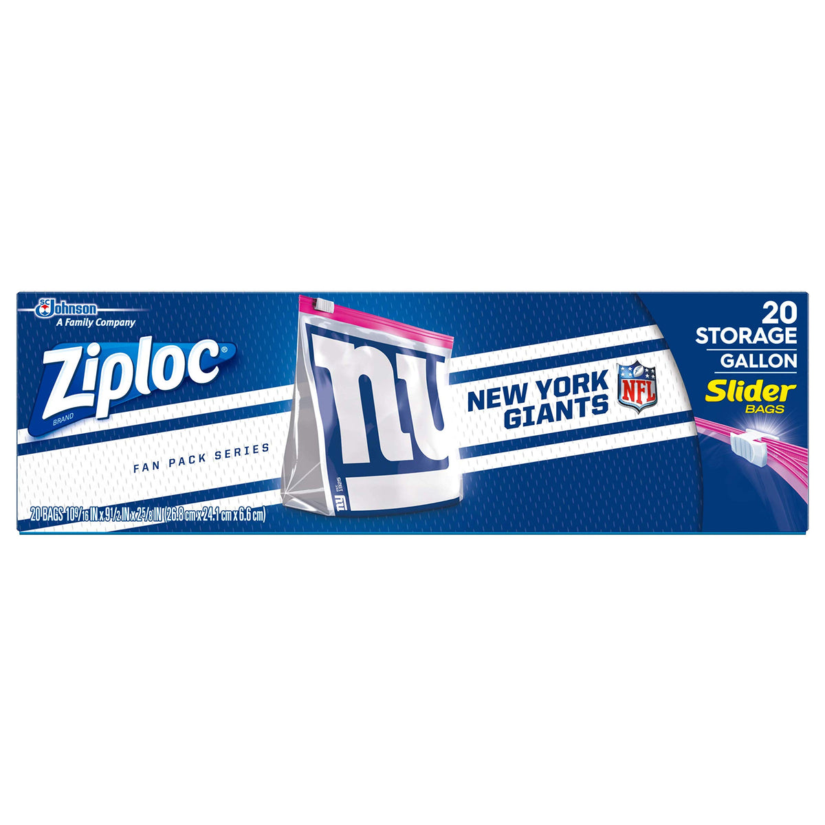 Ziploc New York Giants / 20 Count (Pack of 1) / 1.0 gallons Food Storage Bags
