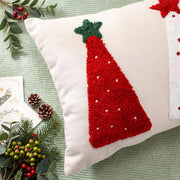 Boao Christmas Lumbar Pillow Cover, 12 x 20 Inches, Red White Green Tree Design