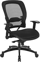 Space Seating 27 Series Breathable Mesh Seat and Back, 2-to-1 Synchro Tilt Control, Adjustable Flip Arms and Lumbar Support, with Gunmetal Finish Base, Managers Office Chair, Black