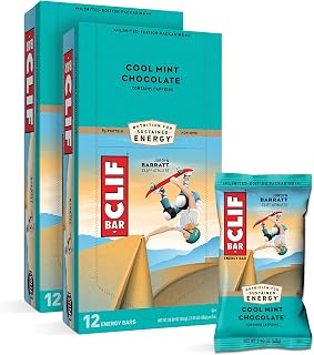 CLIF Bar Energy Bars - Cool Mint Chocolate - With Caffeine - Made with Organic Oats - Plant Based Food - Vegetarian - Kosher (2.4 Ounce Protein Bars, 24 Count) Packaging May Vary