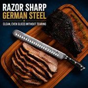 Iron Grillers Carving Knife Set, 12 Inch Slicing Knife with Boning Knife and Fork, Silver