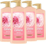 Caress Hydrating Body Wash with Pump Shower Gel For Soft, Silky Skin Daily Moisture Body Wash With Silk Extract & Floral Oil Essence, 25.4 Fl Oz (Pack of 4)
