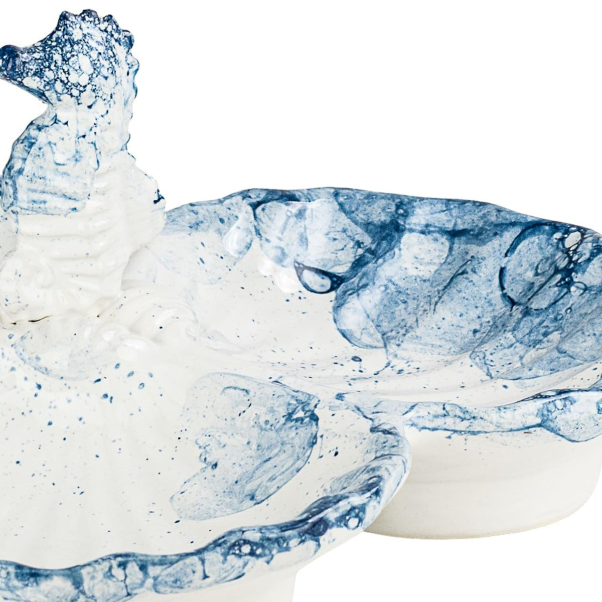 Tidal Drift Coastal Serveware (Seahorse Serving Caddy) by 10 Strawberry Street – Seahorse Serving Caddy, Ceramic, Tidal Drift Blue, Model BC-SERVING