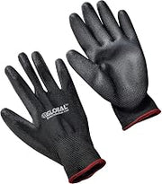 Global Industrial Flat Polyurethane Coated Gloves, Black/Black, Small, Lot of 12