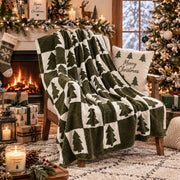 Buryeah Knit Throw Blanket, Olive Green Christmas Tree, 50x60 Inches