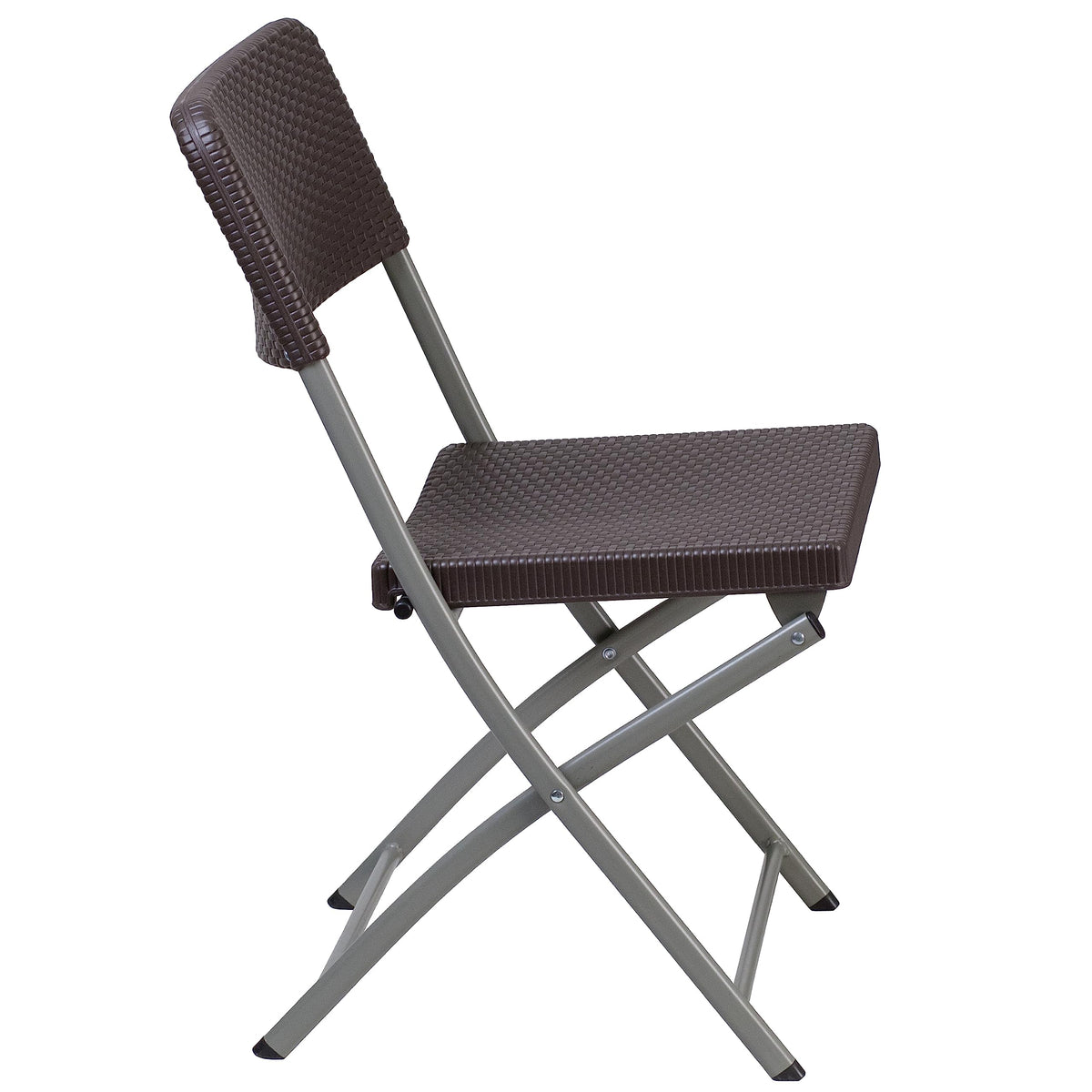 5.62-Foot Brown Rattan Indoor-Outdoor Plastic Folding Table Set with 6 Chairs by Flash Furniture – 32.5'' W x 67.5'' L, Model DAD-YCZ-172-61-GG