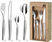 Lou Laguiole Jet Textil Cutlery Table 24 Pieces in Stainless Steel Flatware Set