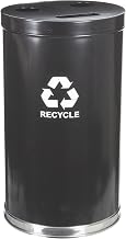 Witt Industries 18RTBK Steel 33-Gallon 3 Opening Recycling Container with 3 Plastic Liners, Legend "Recycle", Round, 18" Diameter x 33" Height, Black