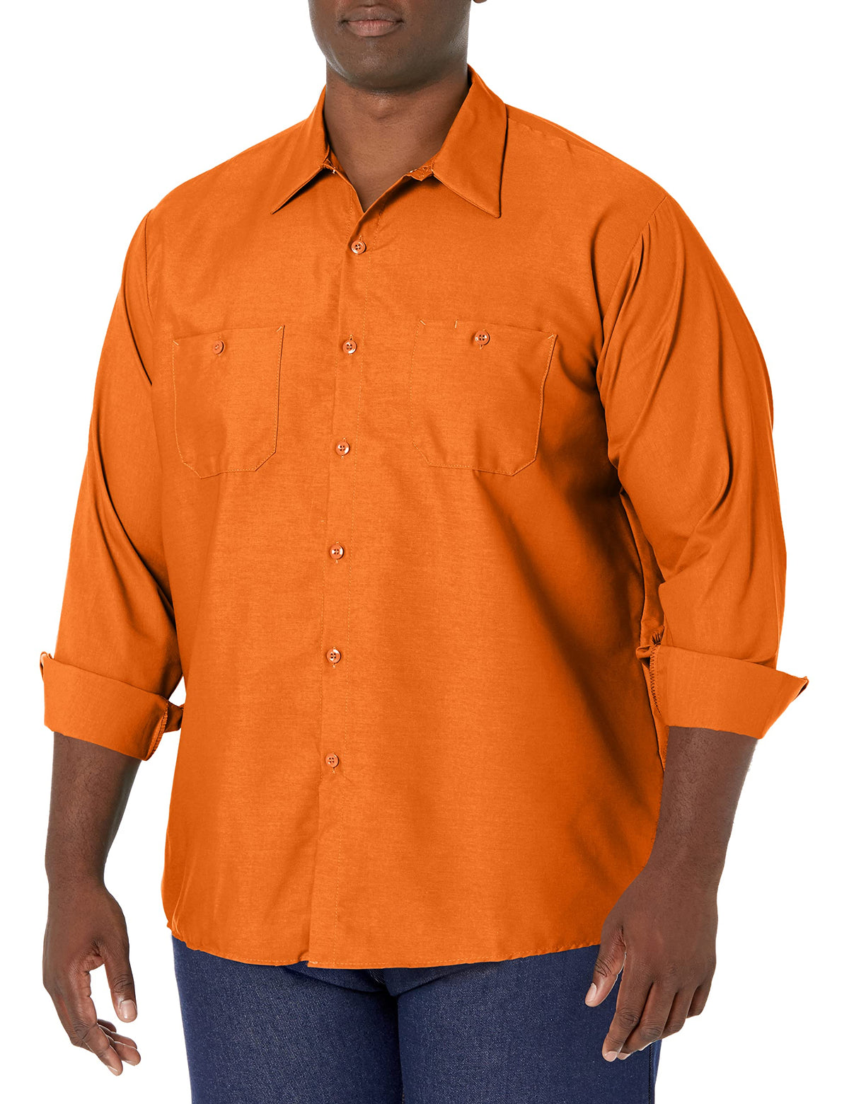 Long Sleeve Industrial Solid Work Shirt Orange Large - 5 Pack by Red Kap – Orange, Pack of 5