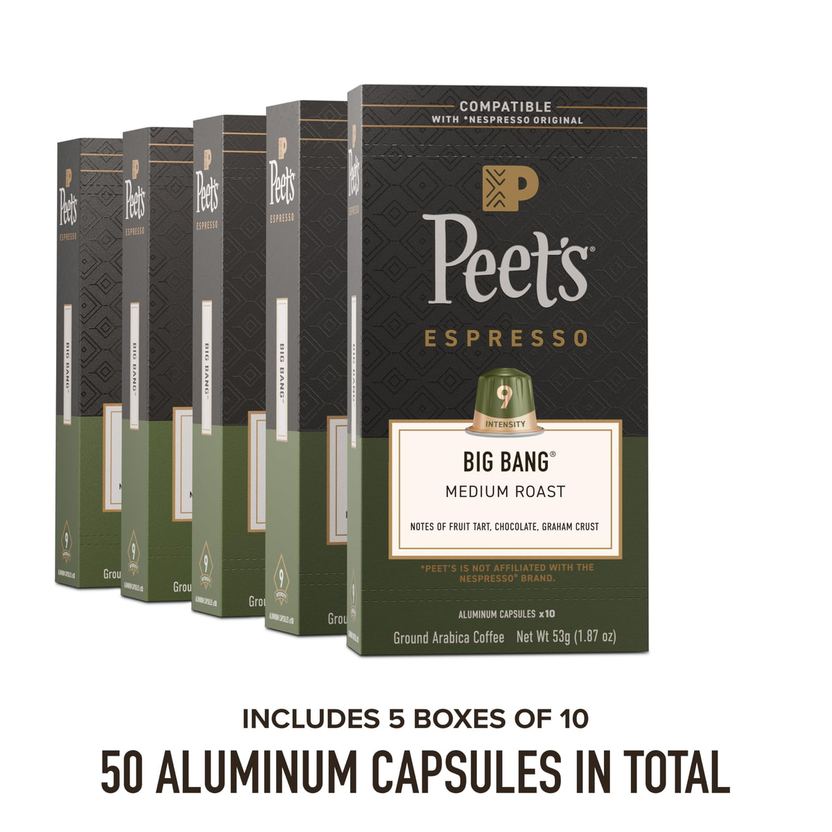Peet's Coffee Big Bang / 10 Count (Pack of 5) / 5 Single-Serve Capsules & Pods