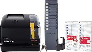 Pyramid Time Systems 3600SSK1 Time Clock and Document Stamp | With SmartSite LED Alignment and Tri-View Window, Includes 125 Time Cards, Time Card Rack, Ribbon, 2 Security Keys