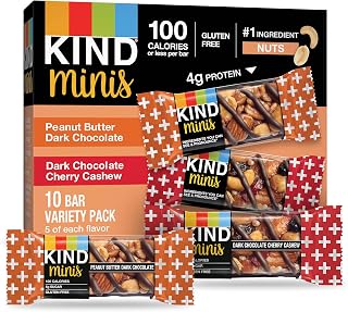 KIND Bar Mini's, Peanut Butter Dark Chocolate/Cherry Cashew, Gluten Free, Low Sugar, 10 Count (Pack of 8)